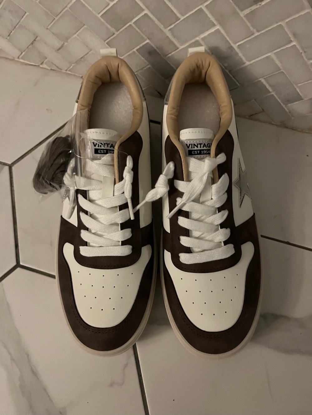 Vintage Havana Women’s Sneakers in White, Brown and Tan